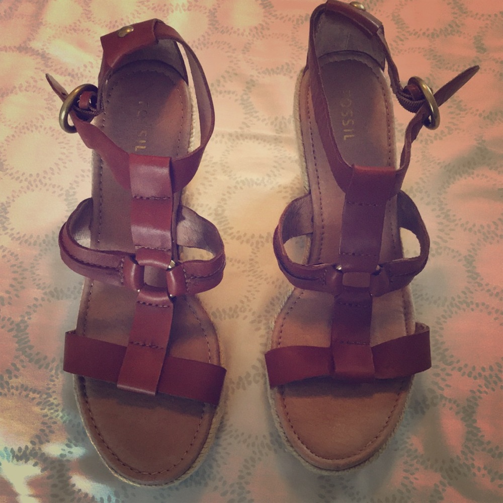 Fossil leather wedge sandals